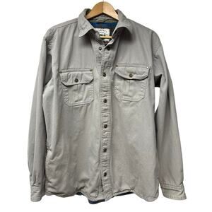 Gioberti Men's Gray Twill Jacket Flannel Fleece Lining Size Large 100% Cotton